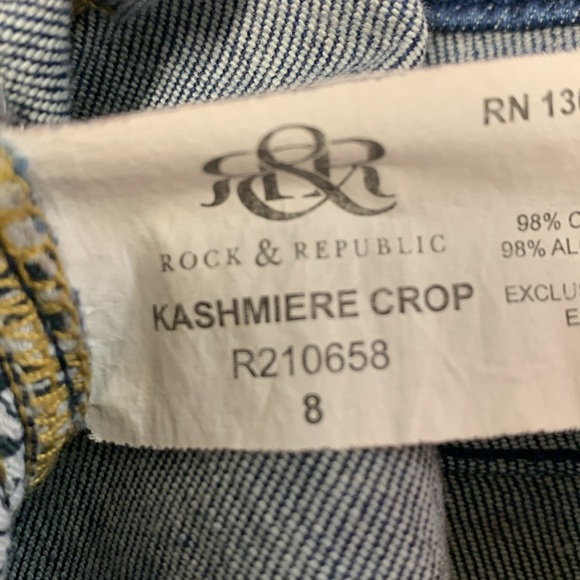 Rock & Republic Kashmiere Crop Women’s Blue Jeans Size 8 - Picture 3 of 10